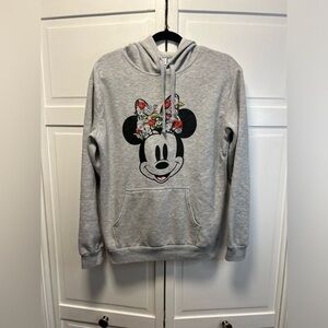 Disney Minnie Mouse Pullover Sweatshirt With Hoodie Size Large Color Gray